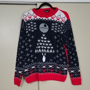 Star Wars Men's Sweater - Red, Blue, and White Size XL